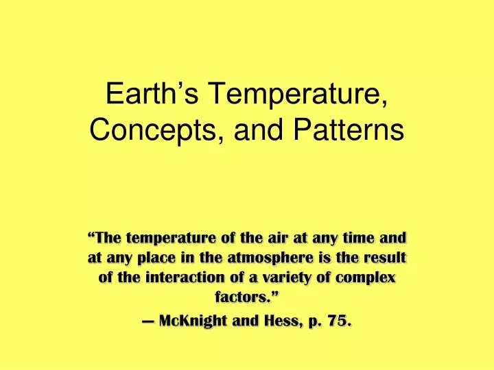 earth s temperature concepts and patterns