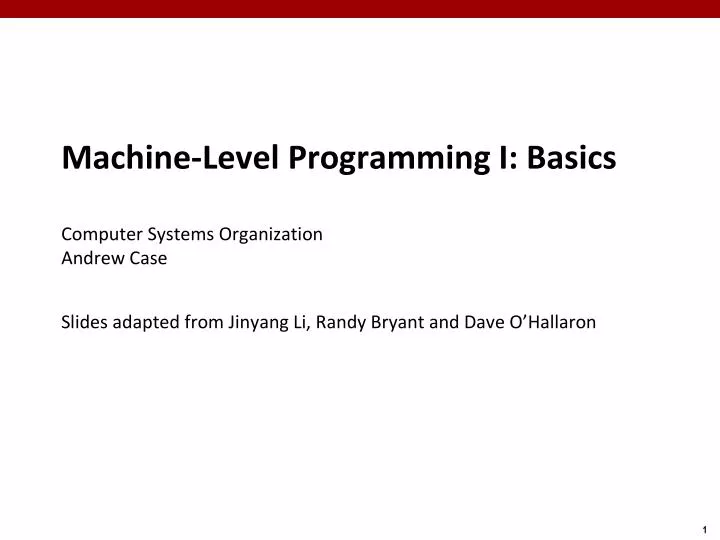 machine level programming i basics computer systems organization andrew case