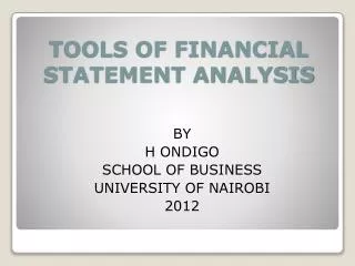 TOOLS OF FINANCIAL STATEMENT ANALYSIS