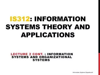 IS312 : information systems theory and applications