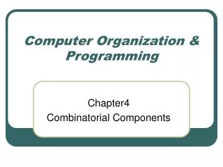 Computer Organization &amp; Programming