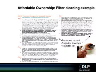 Affordable Ownership: Filter cleaning example