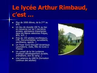 le lyc e arthur rimbaud c est