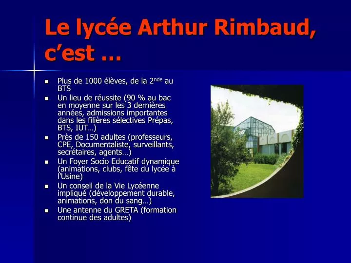 le lyc e arthur rimbaud c est