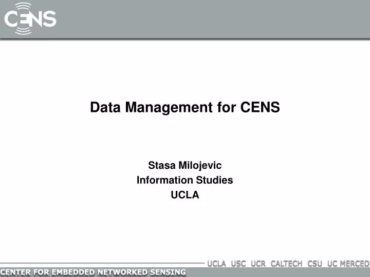 data management for cens