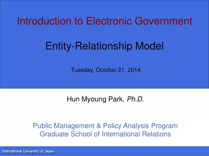 introduction to electronic government entity relationship model tuesday october 21 2014