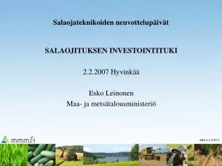 salaojateknikoiden neuvottelup iv t