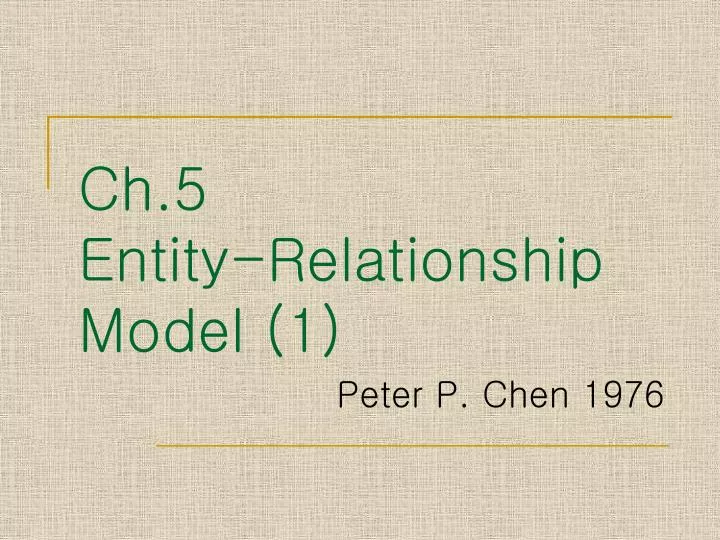 ch 5 entity relationship model 1