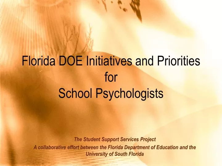 florida doe initiatives and priorities for school psychologists