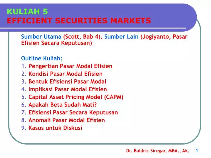 kuliah 5 efficient securities markets