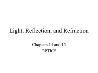 Light, Reflection, and Refraction