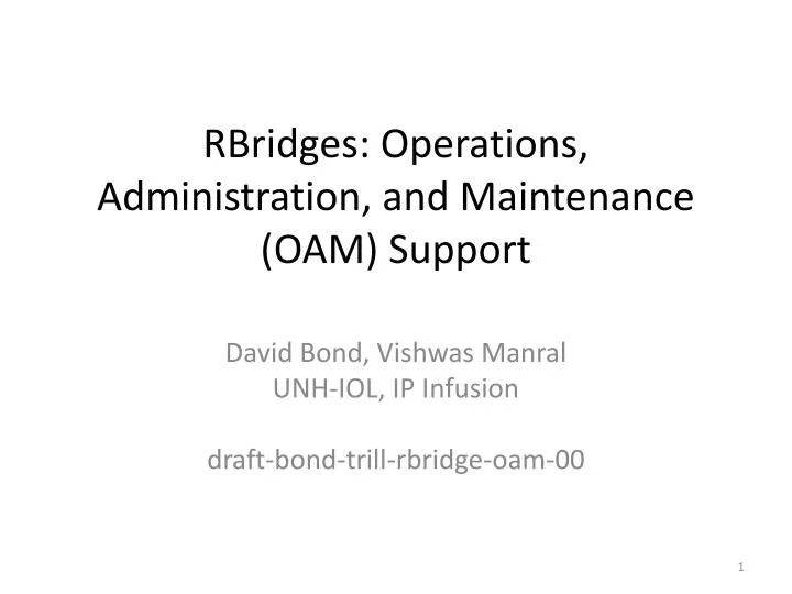 rbridges operations administration and maintenance oam support