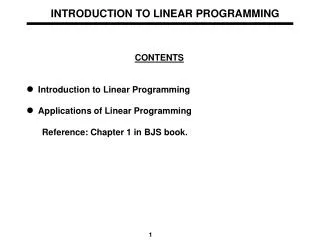 INTRODUCTION TO LINEAR PROGRAMMING