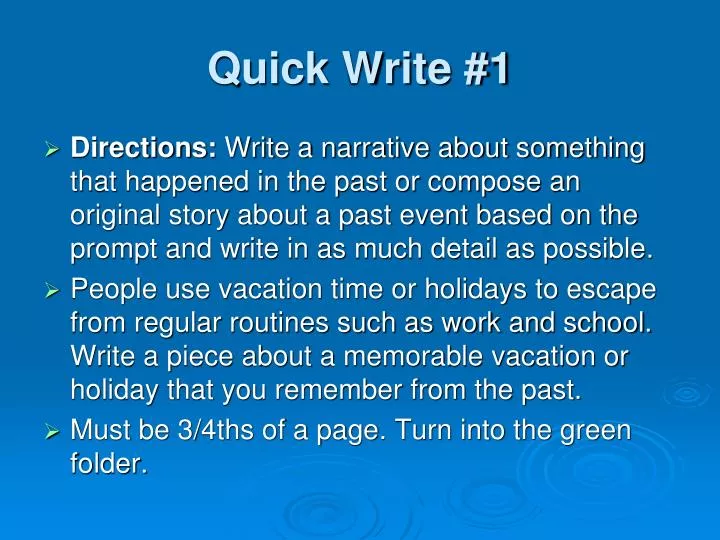 quick write 1