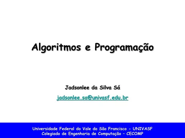 algoritmos e programa o