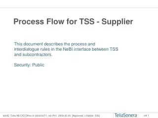 Process Flow for TSS - Supplier