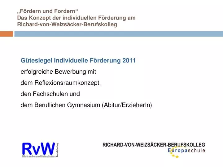 f rdern und fordern das konzept der individuellen f rderung am richard von weizs cker berufskolleg