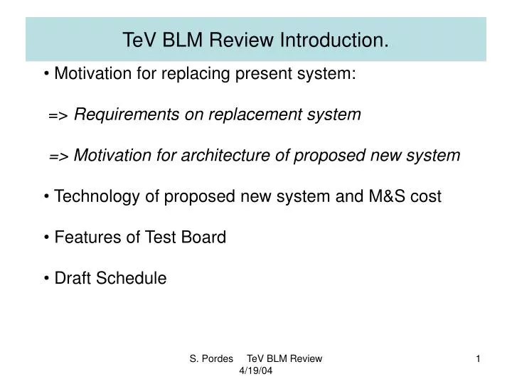 tev blm review introduction