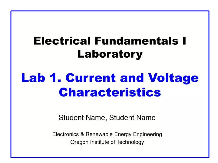 electrical fundamentals i laboratory lab 1 current and voltage characteristics