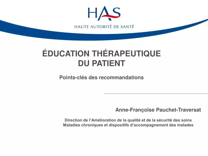 ducation th rapeutique du patient points cl s des recommandations