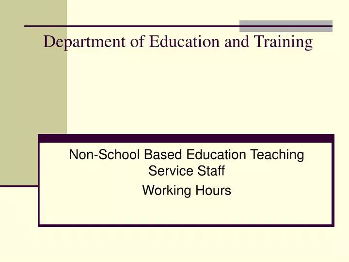 department of education and training