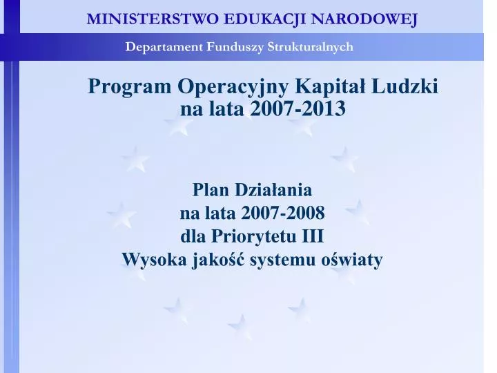 program operacyjny kapita ludzki na lata 2007 2013