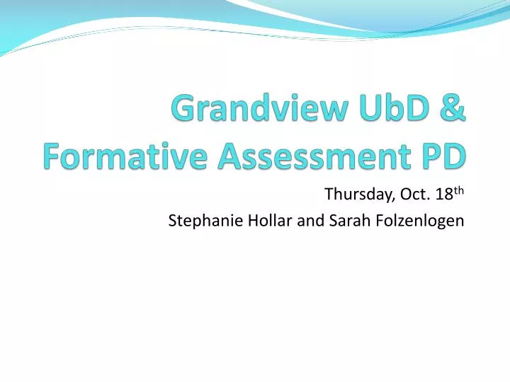 grandview ubd formative assessment pd