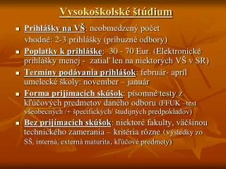 vysoko kolsk t dium