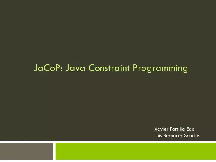jacop java constraint programming