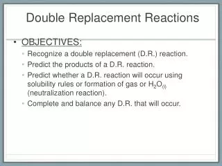 Double Replacement Reactions