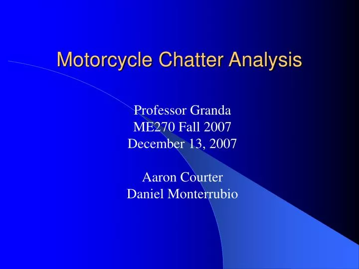 motorcycle chatter analysis