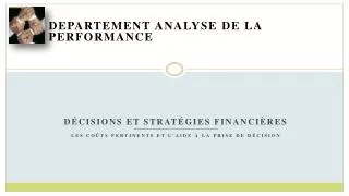 departement analyse de la performance