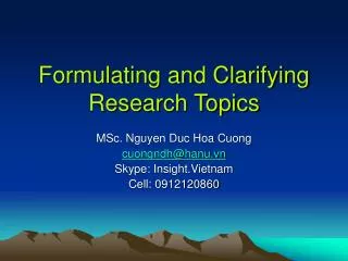 Formulating and Clarifying Research Topics