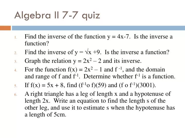 algebra ii 7 7 quiz