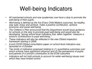 Well-being Indicators
