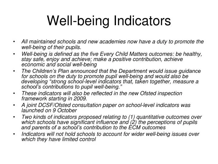 well being indicators