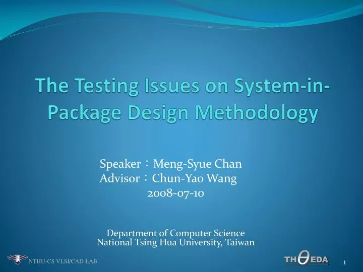 the testing issues on system in package design methodology