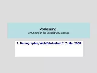 vorlesung einf hrung in die sozialstrukturanalyse