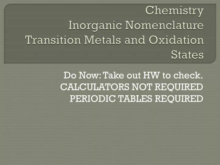 chemistry inorganic nomenclature transition metals and oxidation states