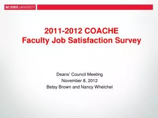 2011-2012 COACHE Faculty Job Satisfaction Survey