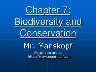 Chapter 7: Biodiversity and Conservation