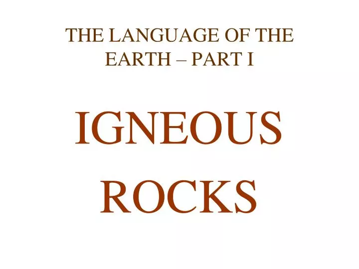the language of the earth part i