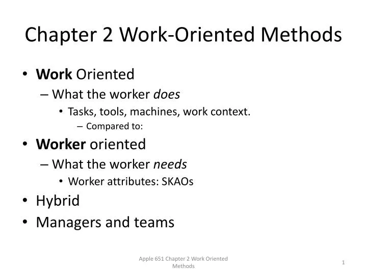 chapter 2 work oriented methods