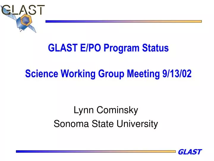 glast e po program status science working group meeting 9 13 02