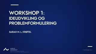 workshop 1 ideudvikling og problemformulering sarah m l kr tel