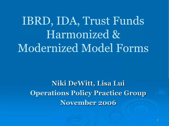 ibrd ida trust funds harmonized modernized model forms