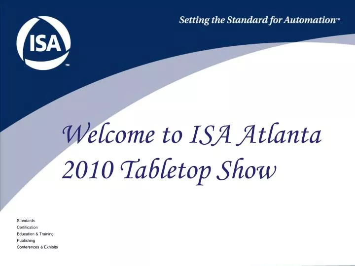 welcome to isa atlanta 2010 tabletop show