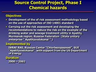 source control project phase i chemical hazards