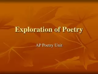 Exploration of Poetry