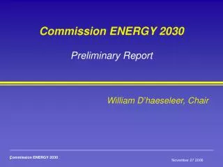 Commission ENERGY 2030 Preliminary Report